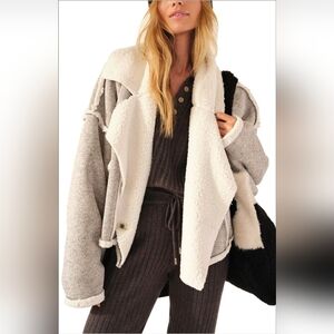 Women's Gray and Cream Sherpa Jacket